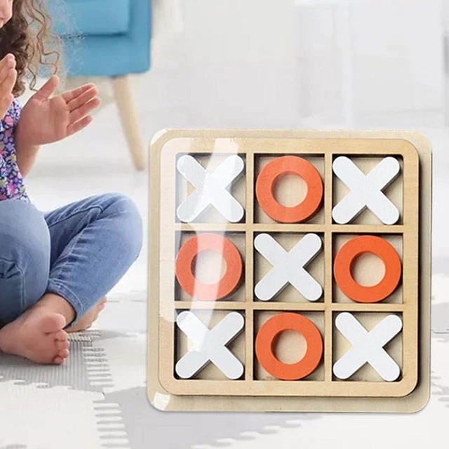 WOODEN BOARD TIC TAC Toe Game XO Table Toy Educational for £5.68