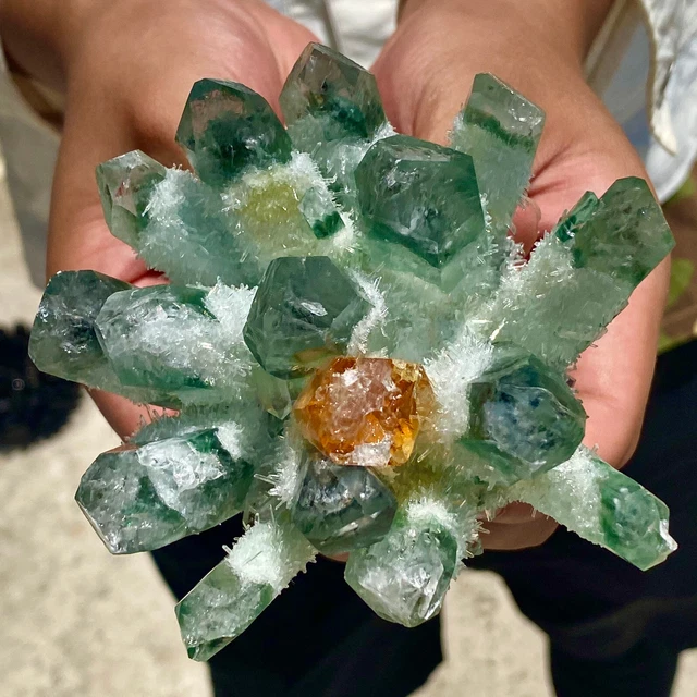 1.2LB New Find Green Phantom Quartz Crystal Cluster Mineral Specimen Healing 12