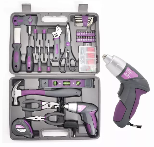 Werktough LADYCRAFT 44PCS 4V Cordless Screwdriver Tool Kit Set Pink Color Too...