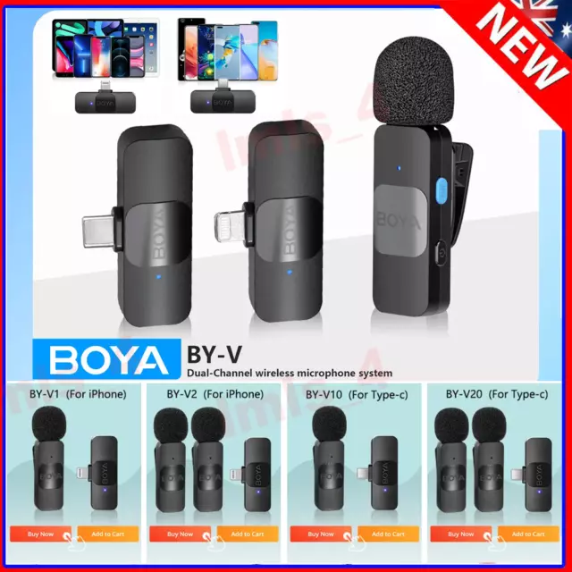 BOYA Mini Clip-on Lapel Wireless Microphone Omnidirectional Mic Noise Reduction