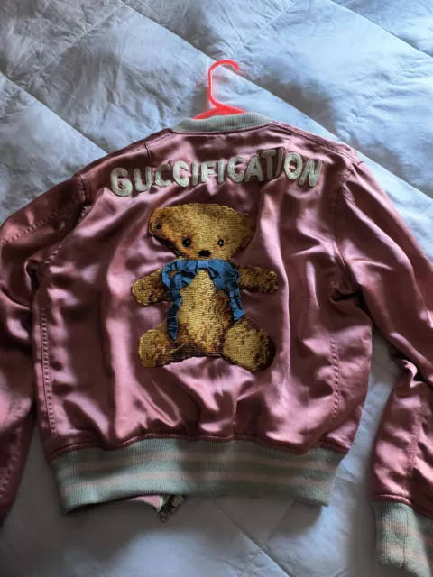 Gucci guccification satin bomber jacket Small