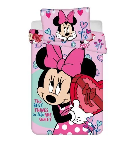 Minnie Maus Baby Bettwäsche Set Pink 100 x 135 cm 100% Baumwolle Reißverschluss