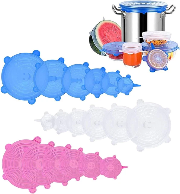 Silicone Stretch Lids, 18 Pack Reusable Silicone Lids, Silicone Bowl Covers, 6 S