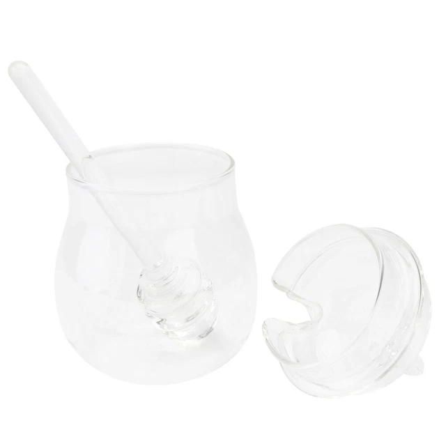 LERANXIN Pot De Miel, 2 Pièces Pots à Miel, 400 Ml Transparent Pot Verre Miel, Avec Pelle à Abeilles Intégrée Et Couvercle, Distributeur De Miel, Pour