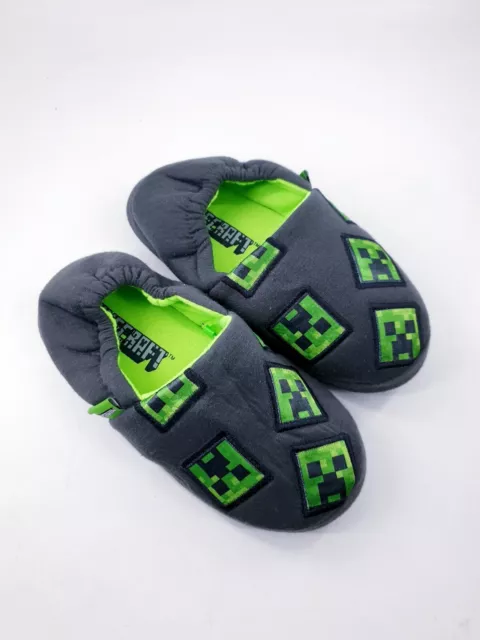 BOYS MINECRAFT SLIPPERS Kids Creeper Gaming Open Back Mules Slip