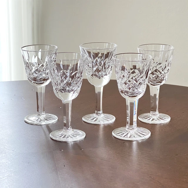 Waterford Crystal Lismore Cordial Glasses Set of 5 Stemware Barware 3 1/2" Tall