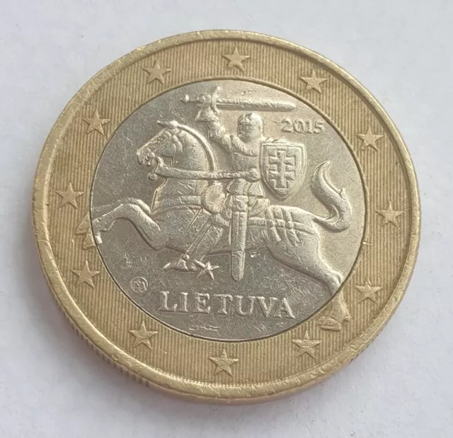 Lithuania 🇱🇹 Coin 1€ Euro 2Bi-metallic Horseman 2015.