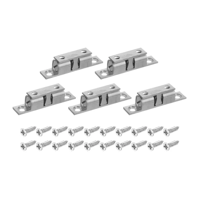 5pcs Brass Double Ball Cabinet Cupboard Roller Catch Door Latch Silver 50mm