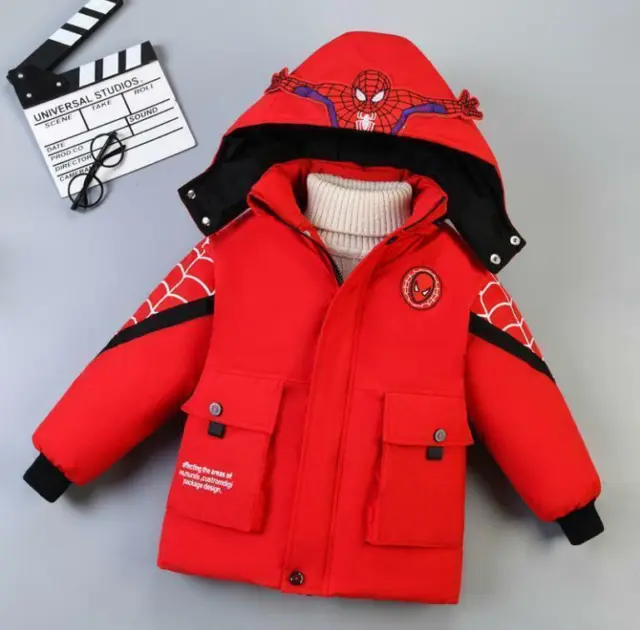 2022 Per Bambini Ragazzi Spiderman Giacca con Cappuccio Cappotto Inverno Parka Outerwear UK 3