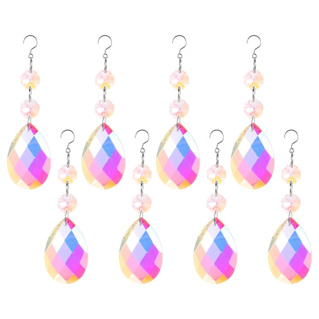 8 piezas parasol con cristales colgantes de cristal colgante atrapassol colgante de cristal