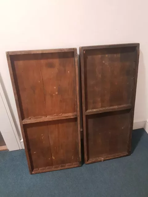 2 Original Vintage Wooden Printers Empty Type Trays Drawers. 83cm X 36cm.