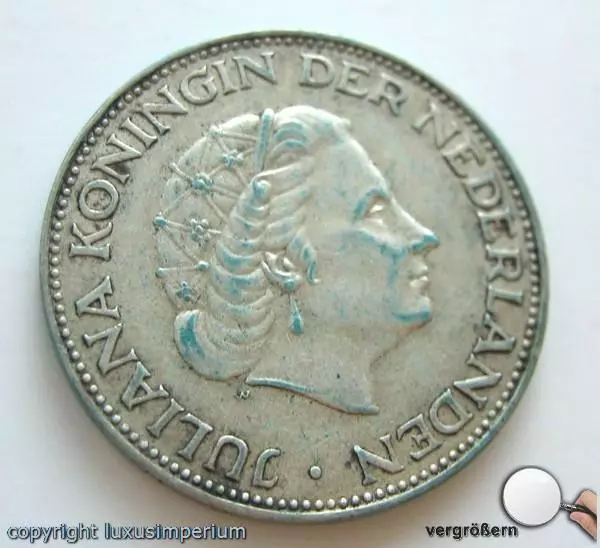 *Coin Münze  21/2 Gulden Juliana Königin von Niederlande 1959 Silber