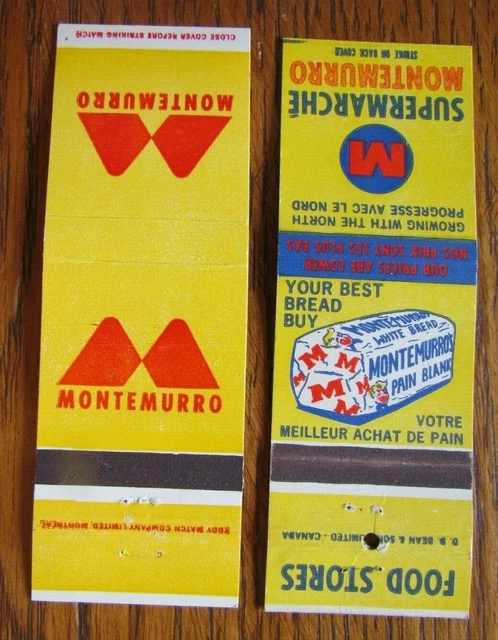 Montemurro Supermarket (Quebec & Ontario) (2 Matchbook Matchcovers) -E9 2
