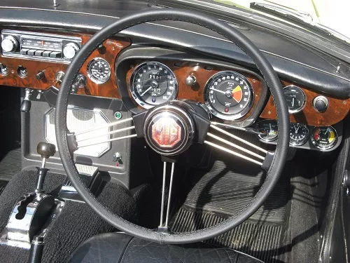 For  Mgb 65-80 Roadster Black Leather Steering Wheel Cover Multi Colors Stitch