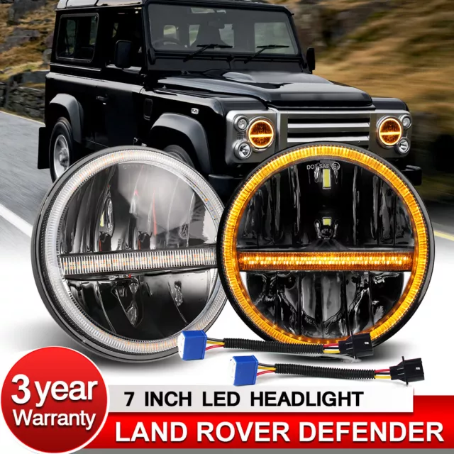 2x7" Angel Eye LED Headlight Halo Ring Projector For LAND ROVER DEFENDER 90 110