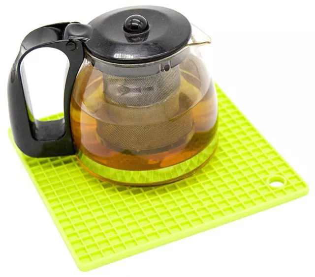 Silicone Heat Resistant Square Pot Trivet Mat Yellow Colour Clever Contraptions