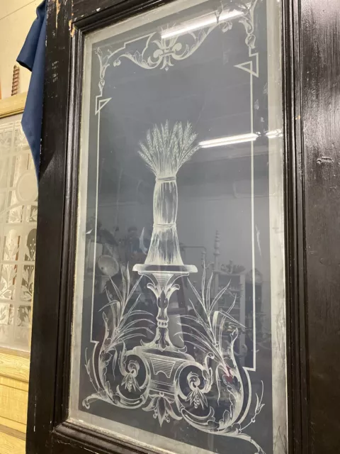 Etched Goass Parlor Door With Bushel Of Wheat 94x35