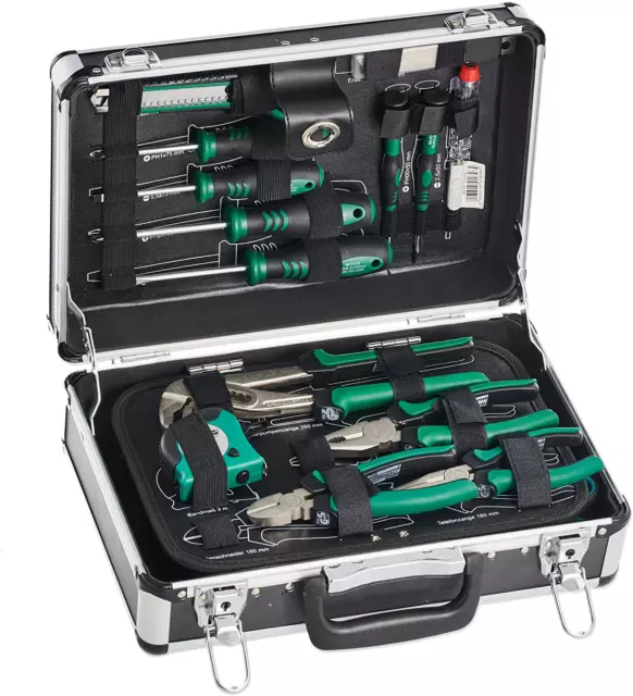 Brüder Mannesmann 29067 Green Line Aluminium-Werkzeug-Koffer Set 90-teilig