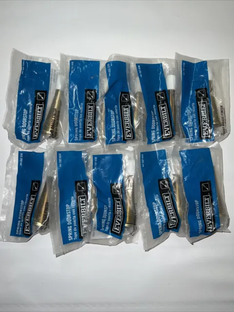 Everbilt Bright Brass Spring Door Stop Hardware with White Rubber Tip Lot (10)