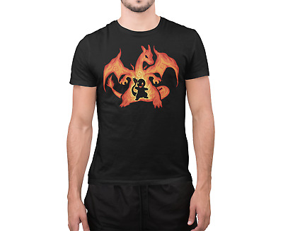 Charmander To Charizard Pokemon Cartoon Men's T-Shirt DTG Printed Cotton T-Shirt