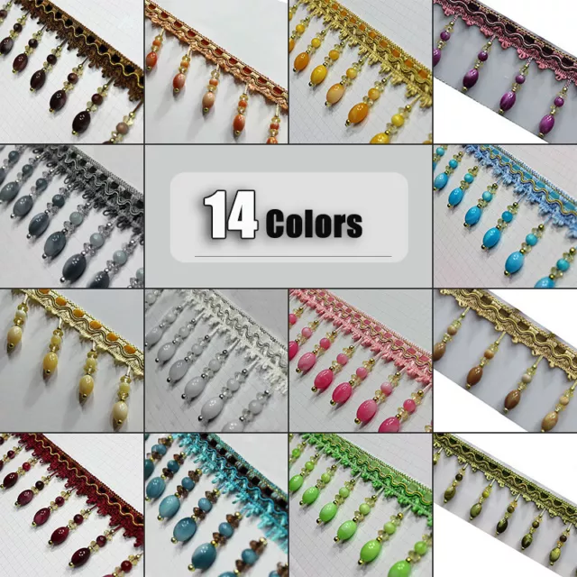 1M Curtain Trim Tassel Fringe Fringing Edging Beaded Lace Braid Sewing Crafts