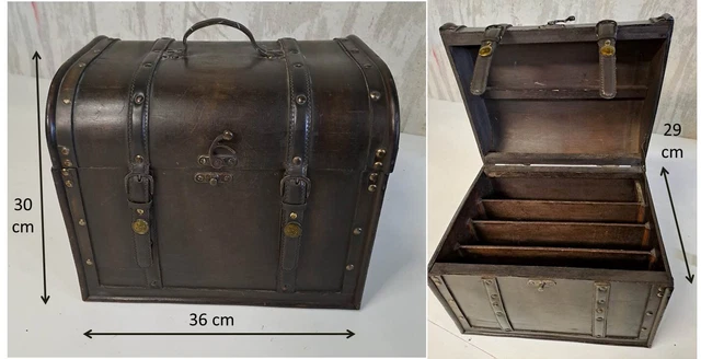 Mallette Vintage En Cuir Crocodile Fait Main - Ancien Coffret Homme - Dimensions 55x35x17 Cm