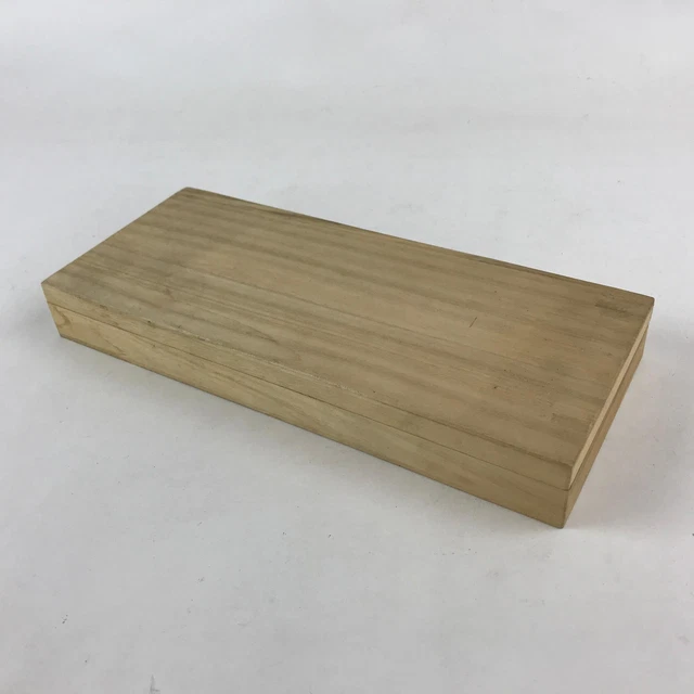 Vintage Japanese Wooden Lidded Storage Box Long Flat Inside 31.5x12.5x3cm X19