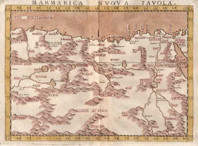 1574 North Africa (Libya, Egypt): Marmarica Nuova Tavola by Ptolemy / Ruscelli