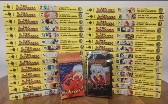 Inuyasha Vols 1-28 English Manga Lot Series + Trading Cards + Playing Card Deck