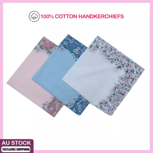 1/3/6/9PCS Women Handkerchiefs 100%Pure Cotton Pocket Square Hanky Handkerchief