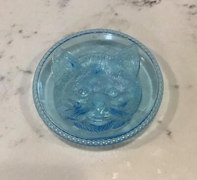 EAPG Columbia Glass Co.Blue Pet Dish / Cat Plate, 6”, 1880’s-1890’s, Findlay, OH