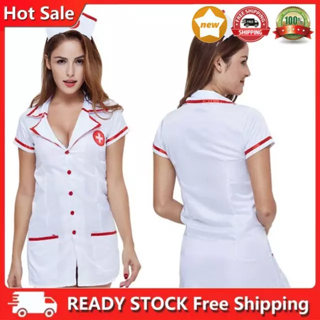 Women Nurse Uniform Cosplay Sexy Nurse Costume Naughty Costumes V Neck Nightwear