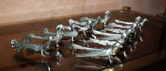 GALLIA - 12 porte-couteaux animaux différents - Métal Argent