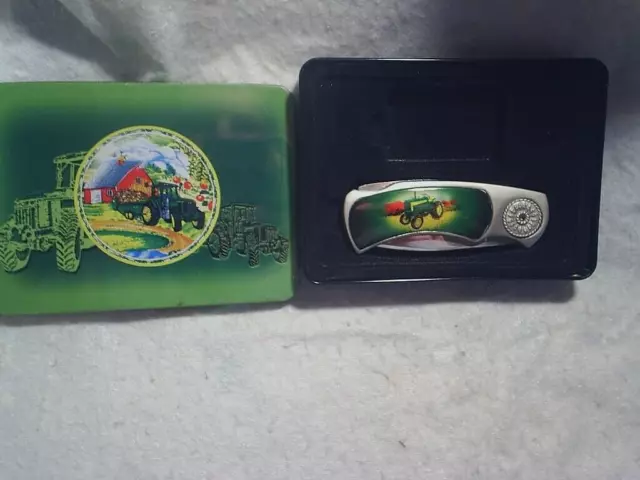 JOHN DEERE POCKET JACK KNIFE WITH CASE **No Lighter** stainless steel blade,barn
