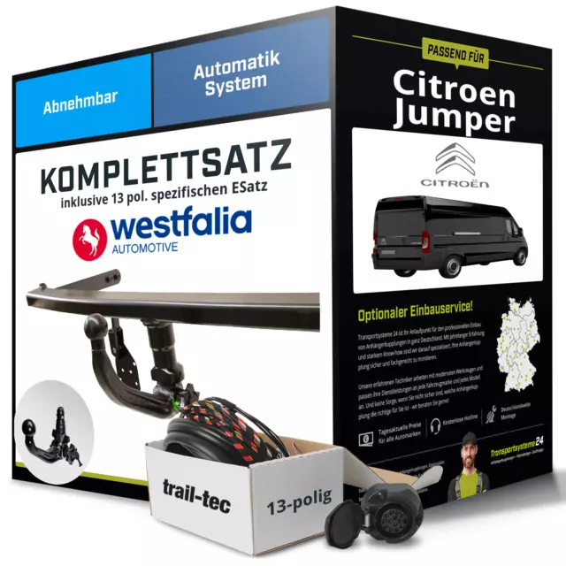 Anhängerkupplung WESTFALIA abnehmbar für CITROEN Jumper +E-Satz Kit (AHK+ES)