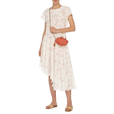 sea New York White Alouette Floral Eyelet Asymmetric Tent Midi Dress 2 XS