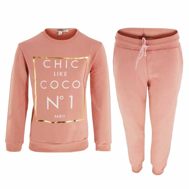 Girls Kids Lounge Wear Set COCO CHIC Lounge Set Active Wear Track Suit Pyjama UK