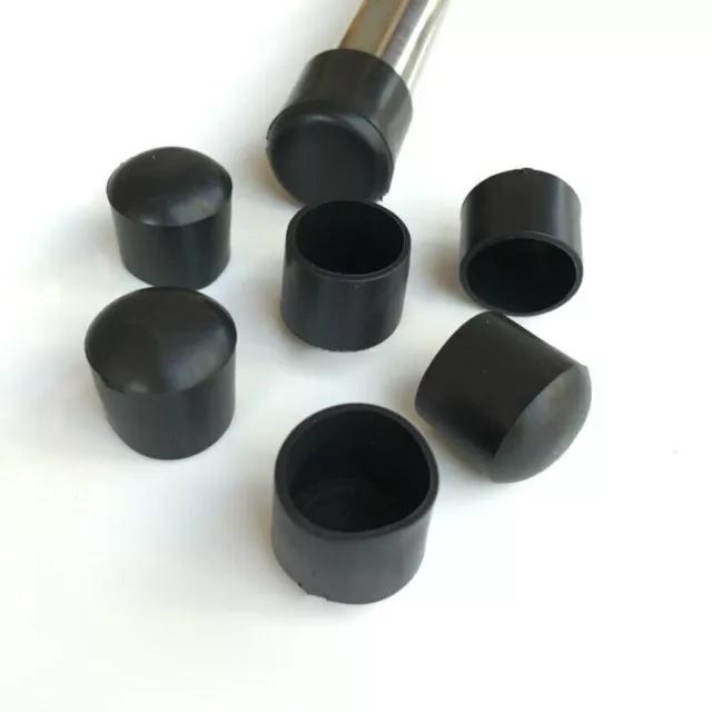 Black Round Rubber Chair Table Feet Furniture Tube Leg End Cover Caps Cap 8~60mm