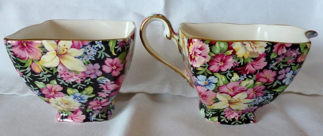 RARE Vtg. 2 Pcs Creamer & Sugar Bowl ROYAL WINTON Grimwades FLORENCE Chintz 3