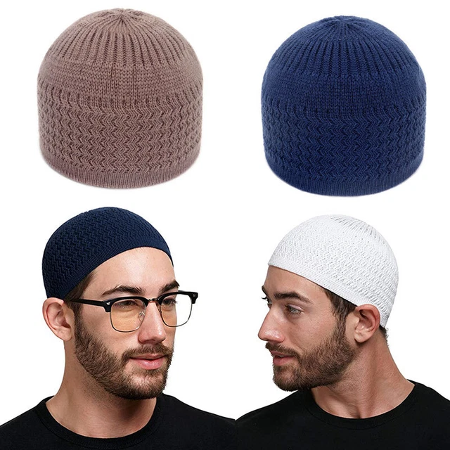 1PC Muslim Islamic Men Prayer Mosque Hat Knitted Beanies Skull Cap 8Colors