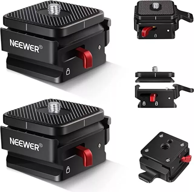 NEEWER 2 Pack Quick Release Plate,Camera Mount Adapter with 1/4" and 3/8" Screw