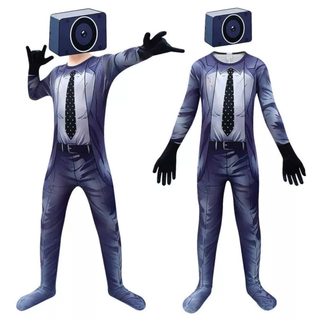 Skibidi Toilet TV Man Cameraman Cosplay Jumpsuit Mask Kids Party Outfit Gift