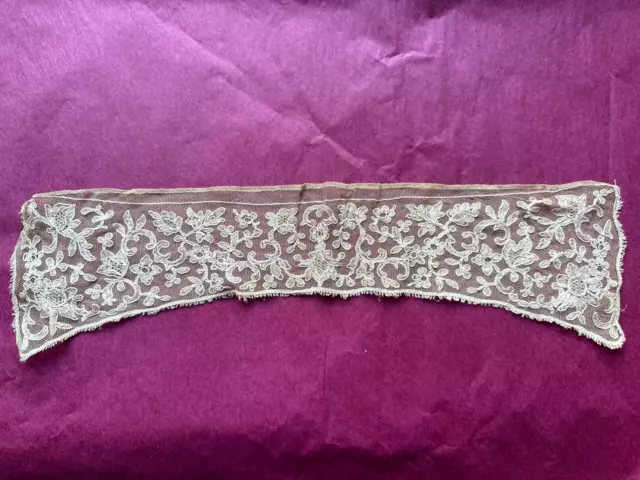 Beautiful Antique Edwardian French Lace Collar -Floral design -Tulle embroidered