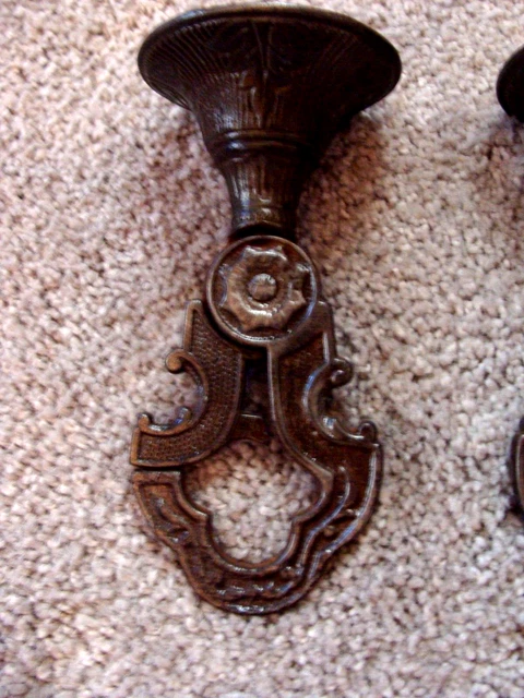 One Antique Architectural Eastlake Cast Iron Mechanical Ceiling Plant Lamp Hook