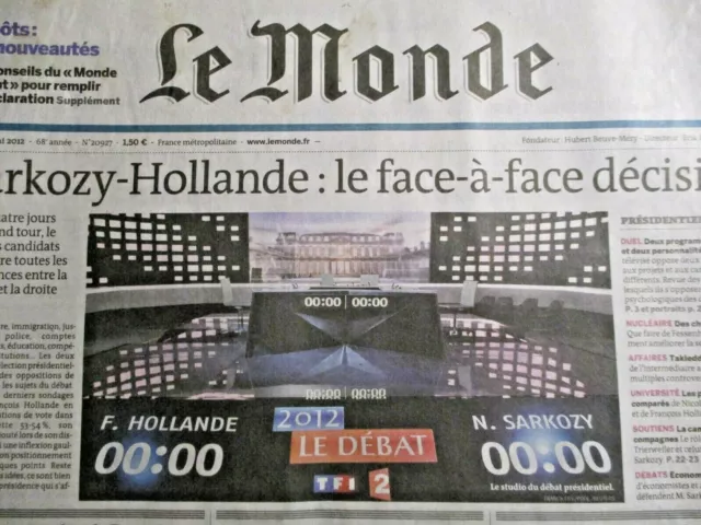 Le MONDE 3 mai 2012                    Sarkozy Hollande : le face-à-face décisif