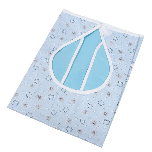 (19.7in W 31.5in L)Cotton Adult Bib Blue Floral Pattern Hook And EMB