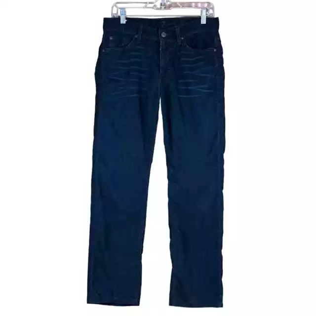 7 For All Mankind Mens Jeans Blue Whiskered Dark Wash Slimmy Straight Leg 30