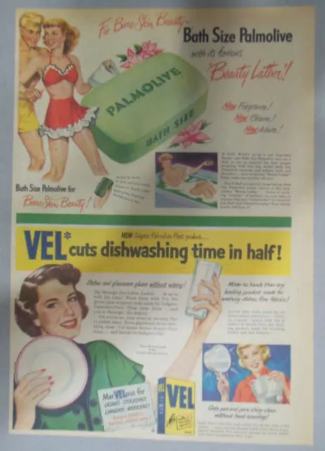 Palmolive Soap Ad: For Bare Skin Beauty! from 1940's Size: 11 x 15 inches