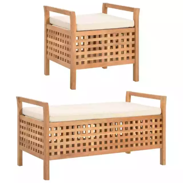 Bois de Noyer Massif Banc de Rangement Banquette Entrée Multi-taille