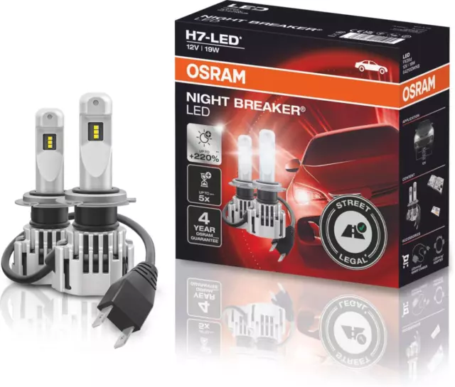 Osram H7 Led Night Breaker 220% Mehr Helligkeit 2X Erste Legale Nachrüstlampe